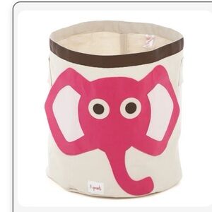 3 Sprouts Cream and Pink Elephant Toy Storage Bag